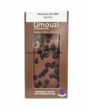TABLETTE DE CHOCOLAT LAIT 38% MYRTILLE  100G 