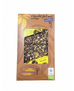 TABLETTE DE CHOCOLAT BIO 75% CACAO 70GR ZESTES ORANGE FLEUR D'HIBISCUS 