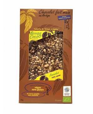 TABLETTE DE CHOCOLAT BIO 75% CACAO 70GR AMANDES 